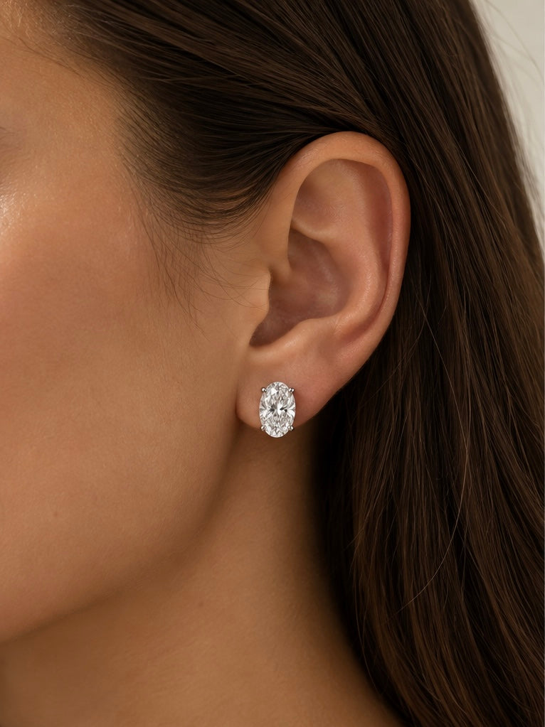Oval Cut Diamond Stud Earrings